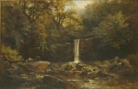 Lot 627 - W...J...Boyes (?)
A WOODED LANDSCAPE WITH A WATERFALL
Indistinctly signed and dated '85 l.l.