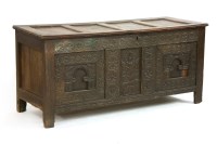 Lot 608 - A 17th century and later oak coffer