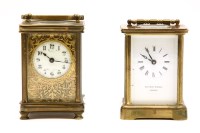 Lot 268 - A late 19th century brass carriage clock