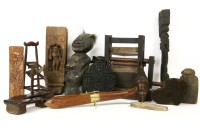 Lot 431 - A collection of Japanese and African wood carvings