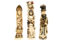 Lot 283 - A collection of three Japanese walrus ivory figures