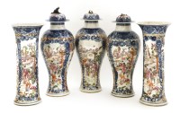 Lot 93 - A set of five Chinese famille rose altar vases