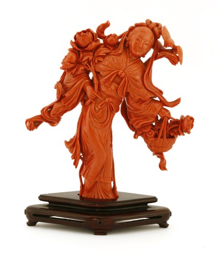 Lot 320 - A Chinese coral figure