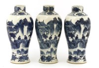 Lot 659 - A collection of three Chinese blue and white vases