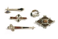 Lot 137 - Six assorted Scottish hardstone or pebble brooches