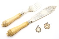 Lot 182 - A pair of Edwardian silver and ivory fish servers