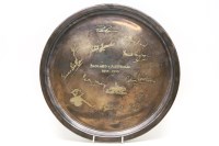 Lot 250 - A circular silver plated tray commemorating the England v Australia season 1958-1959