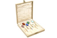 Lot 167 - A cased set of six silver gilt and enamel spoons