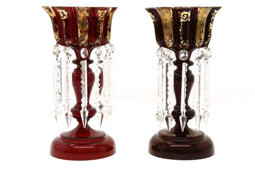 Lot 457 - A pair of late 19th century table lustres