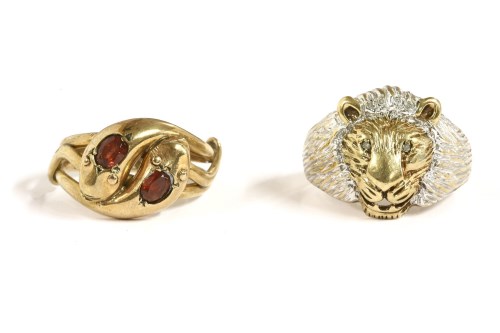 Lot 84 - A gentlemen's 9ct gold diamond set Lion Mask ring