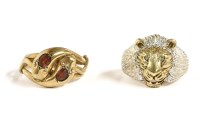 Lot 84 - A gentlemen's 9ct gold diamond set Lion Mask ring