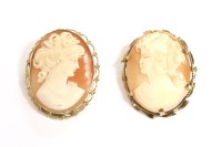 Lot 102 - Two 9ct gold shell cameo brooches