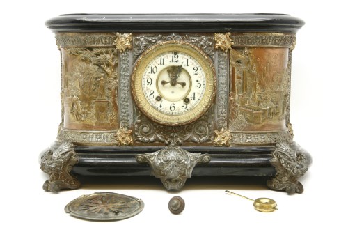 Lot 365 - A late 19th century Ansonia mantle clock