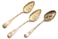 Lot 189 - A pair of Georgian silver berry spoons