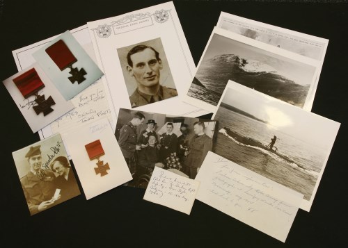 Lot 193 - A Collection of Victoria Cross recipient autographs on photographs of Victoria Crosses and press photographs of the soldiers