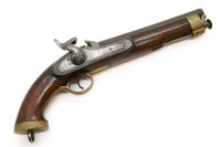 Lot 214 - A 19th century mahogany and steel percussion pistol with brass mounts