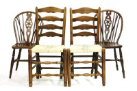 Lot 620 - A pair of 18th century elm side chairs