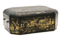 Lot 201 - A late 19th century Chinese export lacquer sewing box