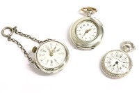 Lot 131 - A silver fob watch with Arabic numeral white enamelled dial