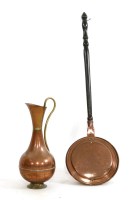 Lot 392A - A copper warming pan and copper ewer