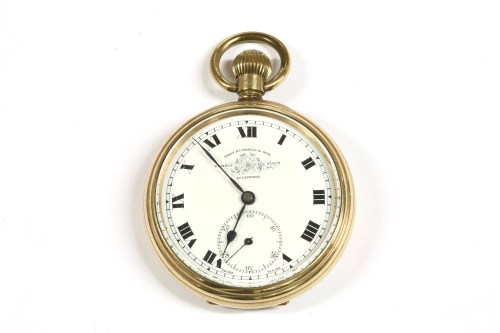 Lot 24 - A rolled gold open faced pocket watch