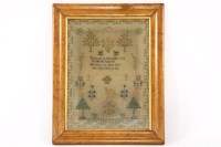 Lot 466 - A 19th century sampler with pictorial detail