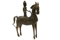 Lot 240 - A Benin bronze figure of a horse with mounted rider