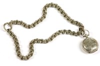 Lot 29 - A sterling silver sovereign case suspended on a Victorian double belcher chain