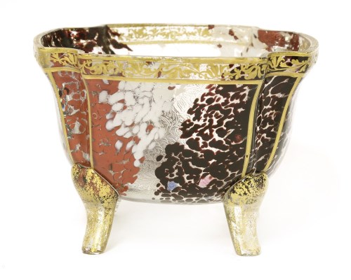 Lot 257 - A mottled glass and gilt bowl