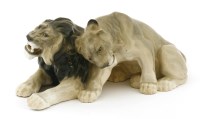 Lot 356 - A Bing & Grøndahl group of a lion and lioness