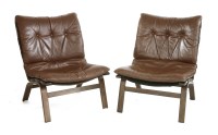 Lot 636 - A pair of bentwood and leather chairs