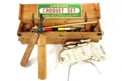 Lot 344 - Jacques croquet set and cricket items