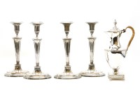 Lot 300 - A set of four Sheffield silver plated candlesticks