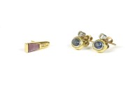 Lot 36 - A pair of 18ct gold diamond and sapphire stud earrings