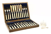 Lot 140 - A twelve piece silver and ivory fish set
