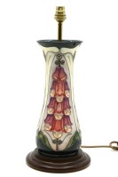 Lot 404 - A Moorcroft 'Foxglove' table lamp