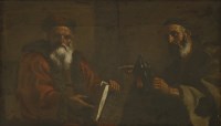 Lot 592 - After Matteo Preti
PLATO AND DIOGENES 
Oil on canvas
101 x 159cm

The original painting is in the Capitoline Museum