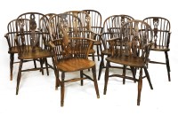 Lot 859 - A harlequin set of ten Windsor armchairs