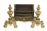 Lot 838 - A large George III-style brass and cast iron fire basket