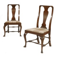 Lot 913 - A near pair of Queen Anne walnut side chairs