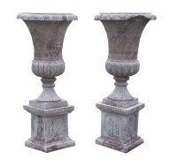 Lot 782 - A pair of marble campana urns