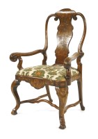 Lot 852 - A Dutch floral marquetry armchair