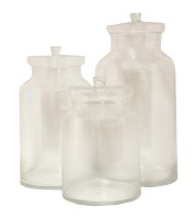 Lot 707 - A set of three graduated clear glass jars