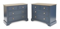 Lot 733 - A pair of Neptune 'Chichester' blue painted  and oak topped chests