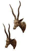 Lot 726 - A pair of carved wooden and painted Indian-style antelope trophy heads