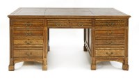 Lot 745 - A 'Gothic Revival' oak partners' desk