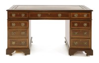 Lot 811 - An Edwardian inlaid mahogany pedestal desk
