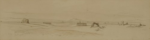 Lot 540 - Edward Lear (1812-1888)
A VIEW IN THE ROMAN CAMPAGNA
Dated '24 March 1867' l.l.