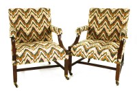 Lot 514 - Two similar George III mahogany Gainsborough chairs