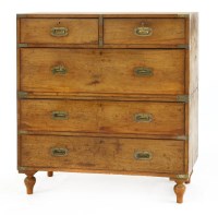 Lot 534 - A teak campaign chest
in two parts